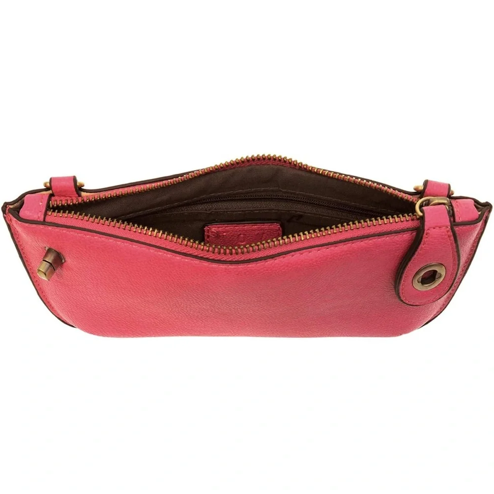 New! Joy Susan Vegan Leather Mini Crossbody Wristlet Clutch Pink Women's Bag